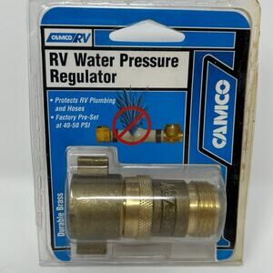Camco RV Durable Brass Water Pressure Regulator Protects RV Plumbing and Hoses